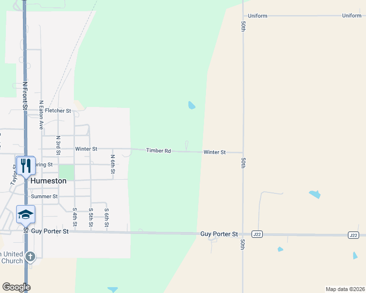 map of restaurants, bars, coffee shops, grocery stores, and more near 1370 Timber Road in Humeston