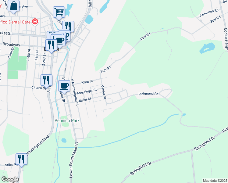 map of restaurants, bars, coffee shops, grocery stores, and more near 452 Messinger Street in Bangor