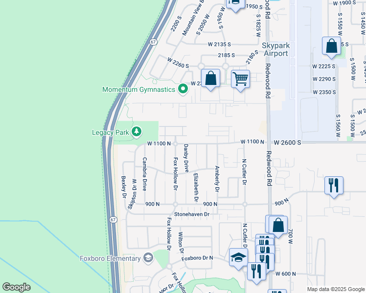 map of restaurants, bars, coffee shops, grocery stores, and more near 1099 Danby Drive in North Salt Lake