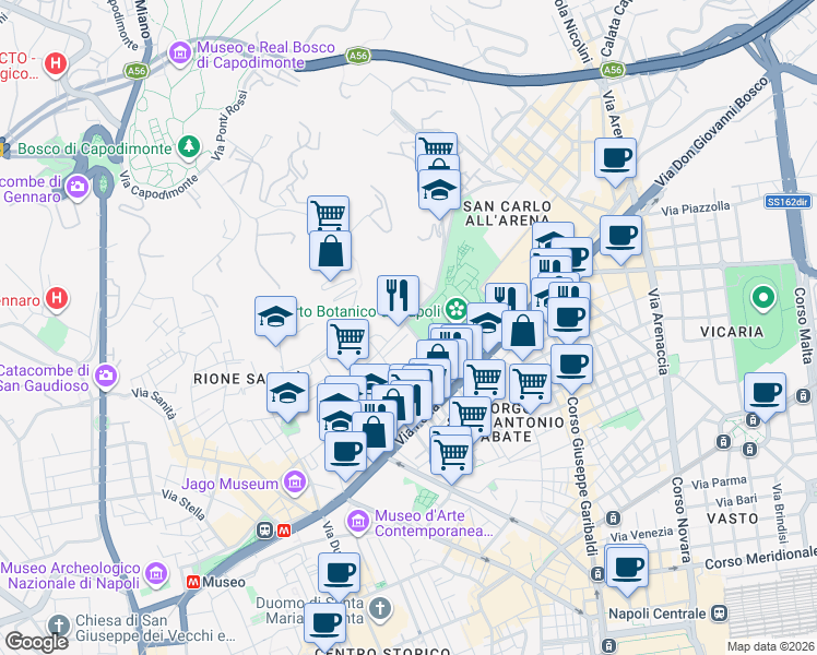 map of restaurants, bars, coffee shops, grocery stores, and more near 6-14 Via Veterinaria in Naples