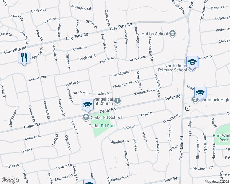 map of restaurants, bars, coffee shops, grocery stores, and more near 7 Field Daisy Lane in East Northport