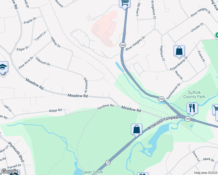 map of restaurants, bars, coffee shops, grocery stores, and more near 6 Haskel Lane in Smithtown