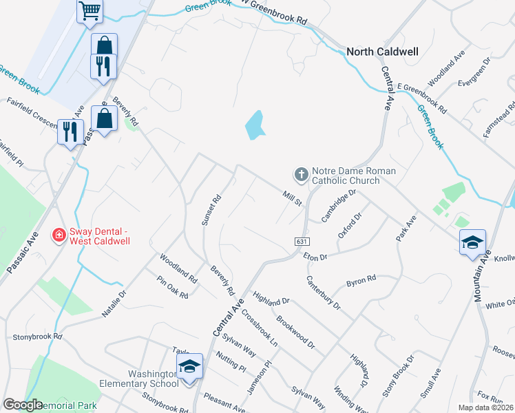 map of restaurants, bars, coffee shops, grocery stores, and more near 6 Baldwin Court in Fairfield