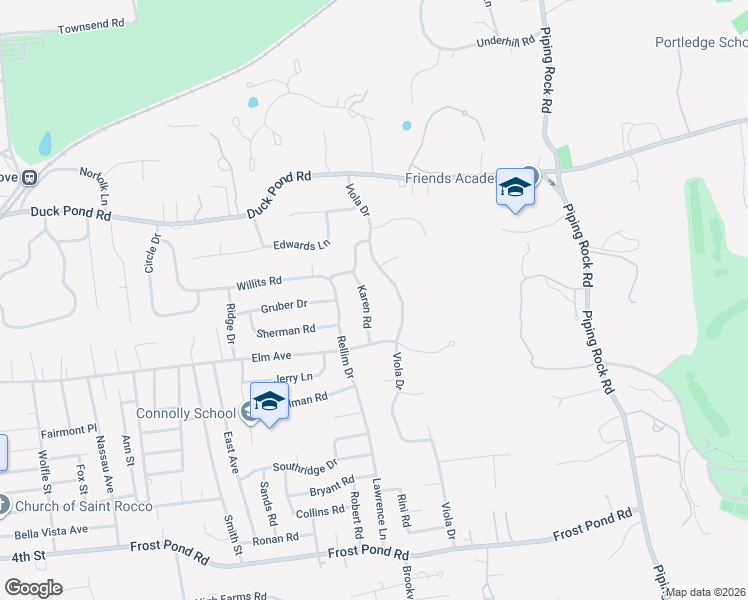 map of restaurants, bars, coffee shops, grocery stores, and more near 8 Karen Road in Glen Cove