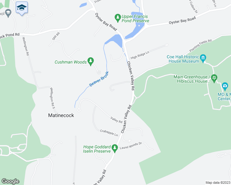 map of restaurants, bars, coffee shops, grocery stores, and more near 530 Chicken Valley Road in Locust Valley