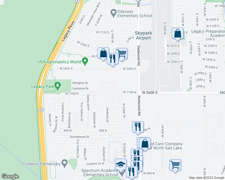 map of restaurants, bars, coffee shops, grocery stores, and more near 873 Berkeley Drive in North Salt Lake
