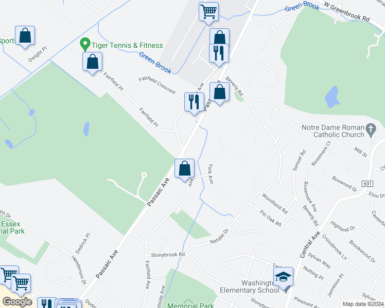map of restaurants, bars, coffee shops, grocery stores, and more near 780 Passaic Avenue in West Caldwell