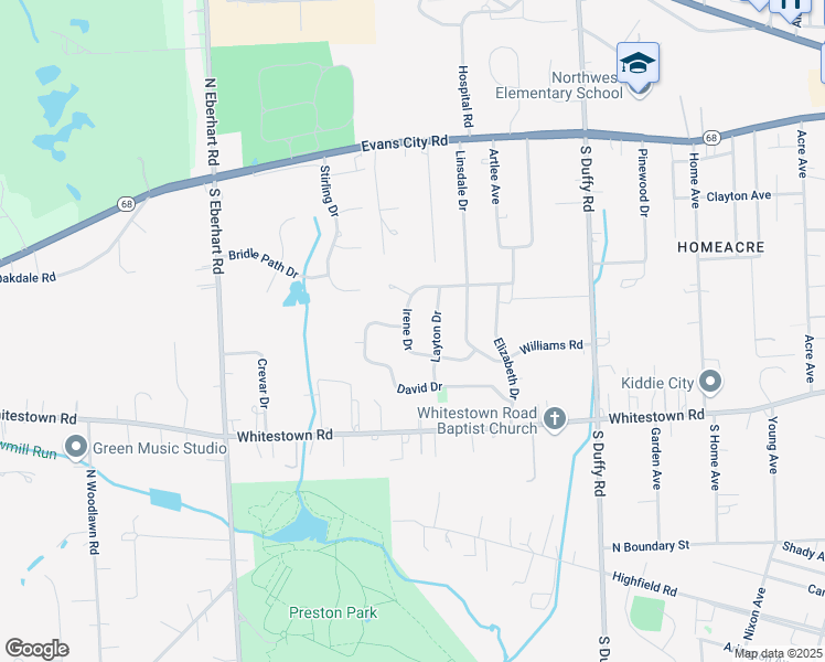 map of restaurants, bars, coffee shops, grocery stores, and more near 110 Irene Drive in Meridian