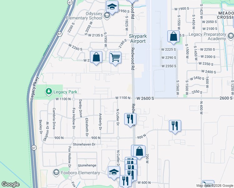 map of restaurants, bars, coffee shops, grocery stores, and more near 1125 North Clifton Drive in North Salt Lake