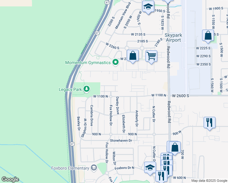 map of restaurants, bars, coffee shops, grocery stores, and more near 1099 Danby Drive in North Salt Lake