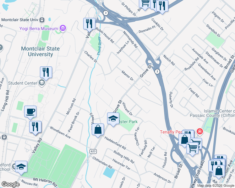 map of restaurants, bars, coffee shops, grocery stores, and more near 680 Grove Street in Montclair
