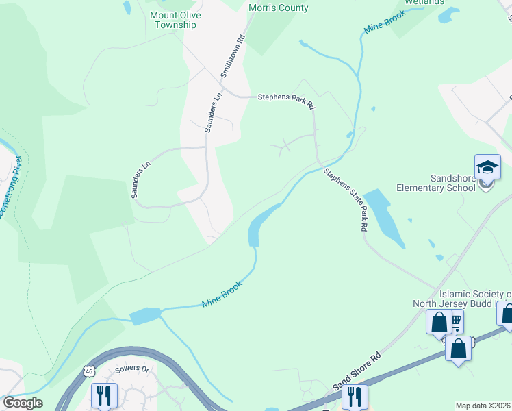 map of restaurants, bars, coffee shops, grocery stores, and more near 1-33 Old Mine Hill Road in Hackettstown