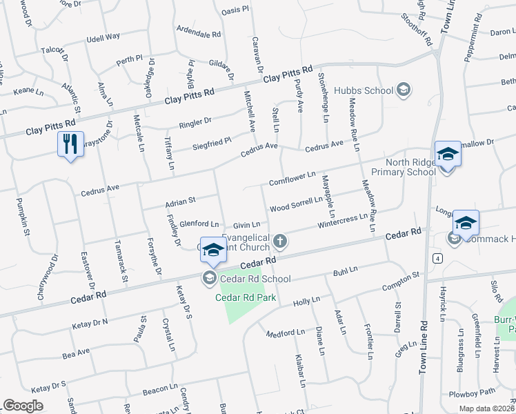 map of restaurants, bars, coffee shops, grocery stores, and more near 7 Field Daisy Lane in East Northport