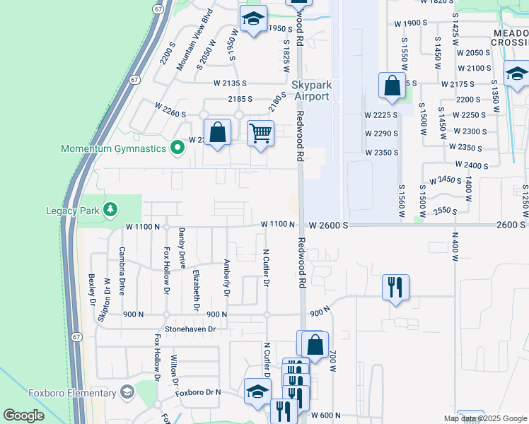 map of restaurants, bars, coffee shops, grocery stores, and more near 1139 North Clifton Drive in North Salt Lake