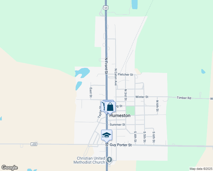 map of restaurants, bars, coffee shops, grocery stores, and more near 399 N Front St in Humeston