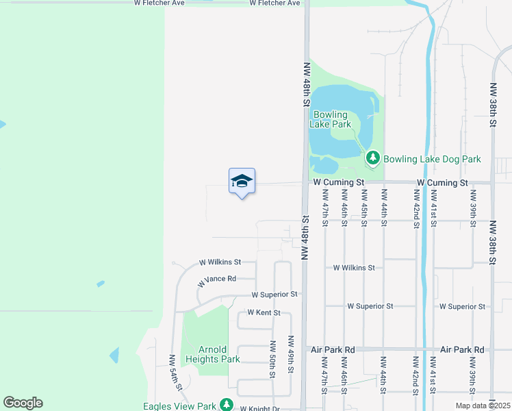 map of restaurants, bars, coffee shops, grocery stores, and more near W Cuming St in Lincoln