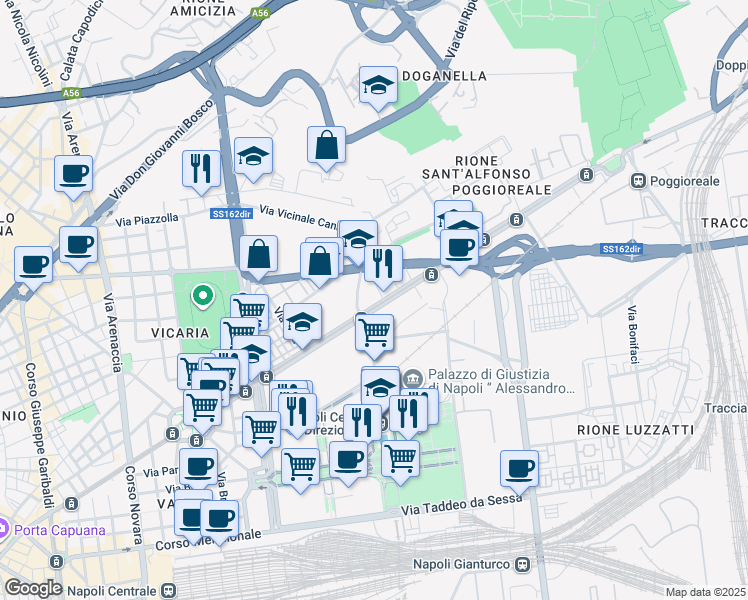 map of restaurants, bars, coffee shops, grocery stores, and more near Strada Statale 162 Dir in Naples