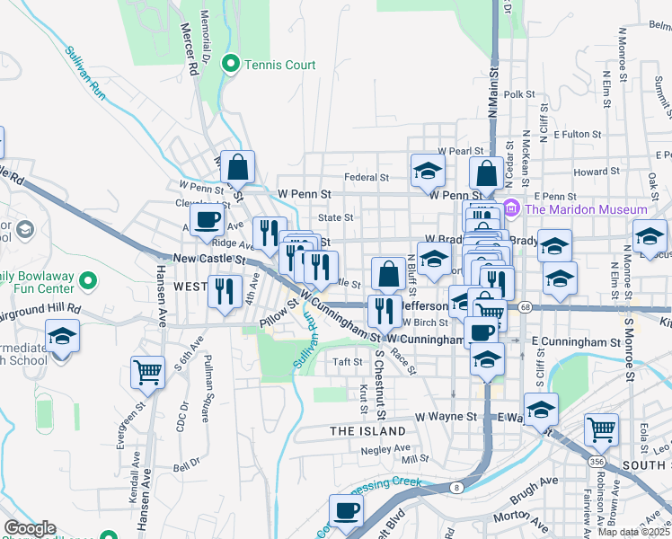 map of restaurants, bars, coffee shops, grocery stores, and more near 200 Broad Street in Butler