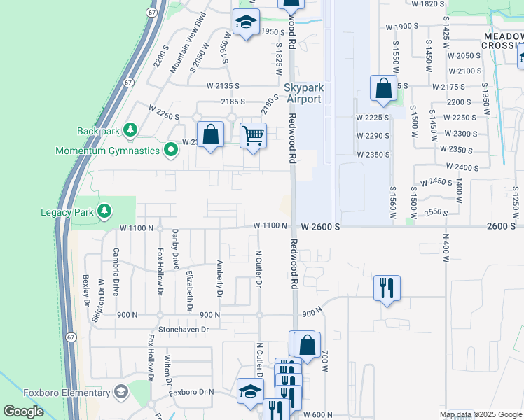 map of restaurants, bars, coffee shops, grocery stores, and more near 1156 North Clifton Drive in North Salt Lake