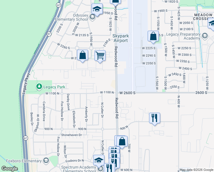 map of restaurants, bars, coffee shops, grocery stores, and more near 1158 North Meridian Lane in North Salt Lake