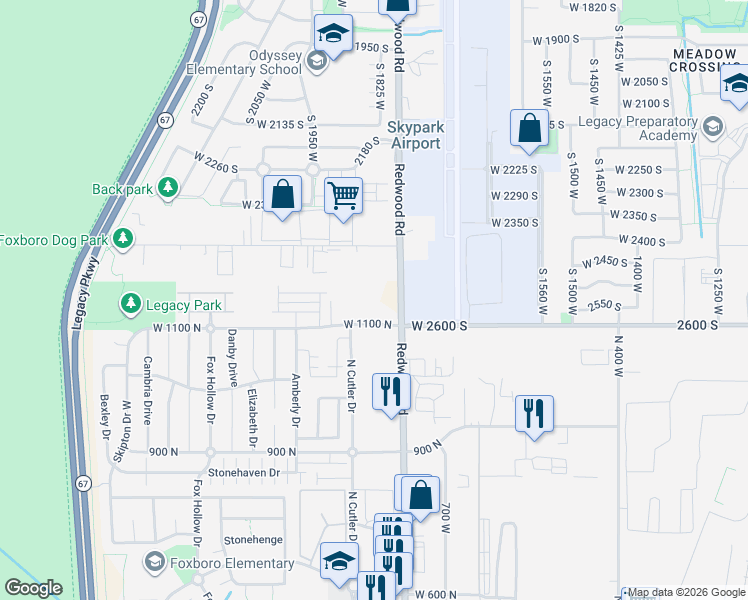 map of restaurants, bars, coffee shops, grocery stores, and more near 1165 North Downfield Lane in North Salt Lake