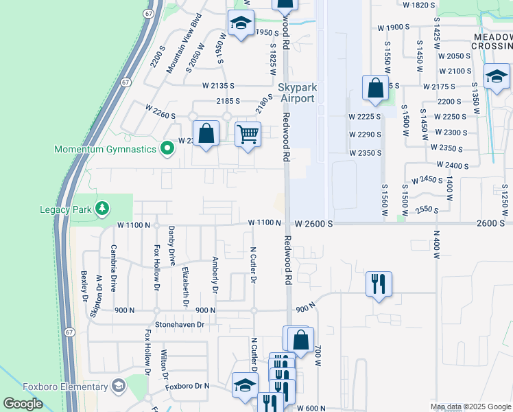 map of restaurants, bars, coffee shops, grocery stores, and more near 1160 North Clifton Drive in North Salt Lake