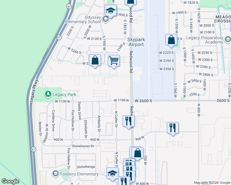 map of restaurants, bars, coffee shops, grocery stores, and more near 1163 North Clifton Drive in North Salt Lake