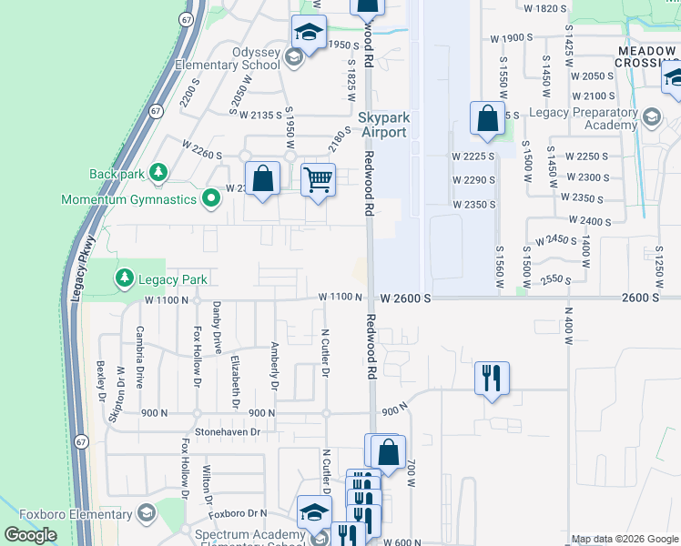 map of restaurants, bars, coffee shops, grocery stores, and more near 1168 North Meridian Lane in North Salt Lake