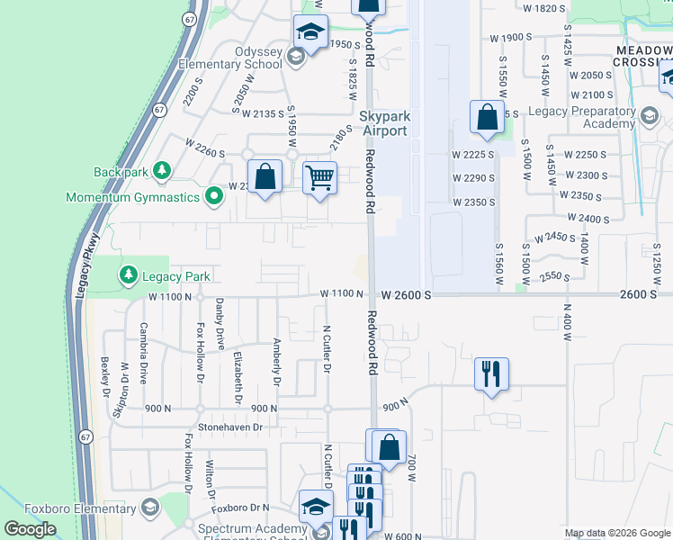 map of restaurants, bars, coffee shops, grocery stores, and more near 1165 North Meridian Lane in North Salt Lake