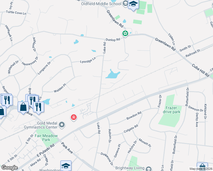 map of restaurants, bars, coffee shops, grocery stores, and more near 863 Lake Road in Huntington