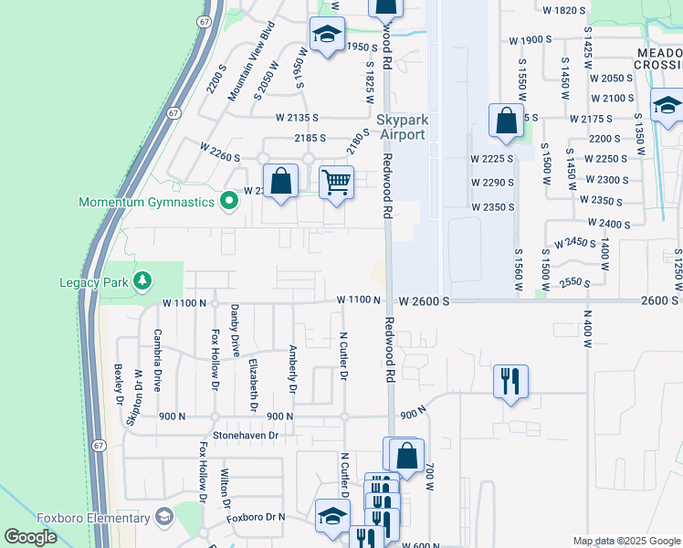 map of restaurants, bars, coffee shops, grocery stores, and more near 1171 North Clifton Drive in North Salt Lake