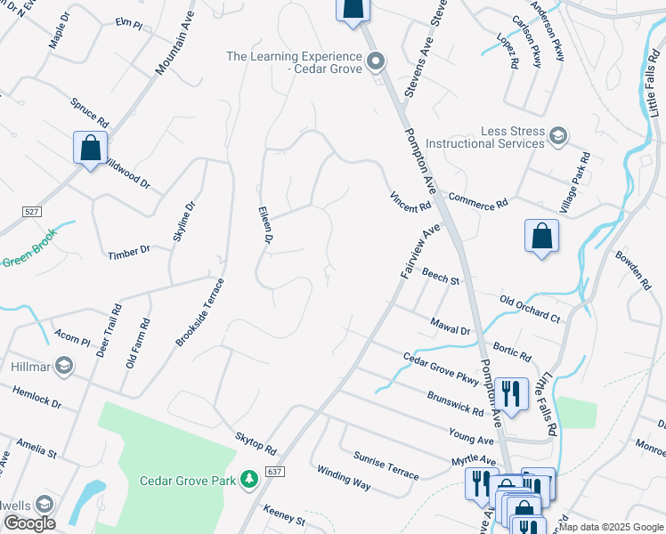 map of restaurants, bars, coffee shops, grocery stores, and more near 98 Laura Drive in Cedar Grove