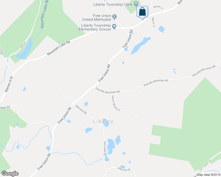 map of restaurants, bars, coffee shops, grocery stores, and more near 134 Danville Mountain Road in Liberty