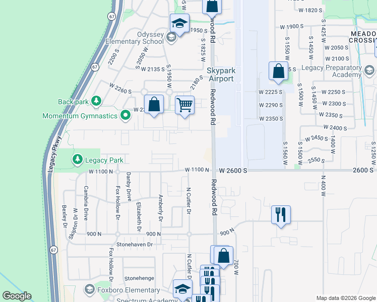 map of restaurants, bars, coffee shops, grocery stores, and more near 832 West Ivywell Lane in North Salt Lake
