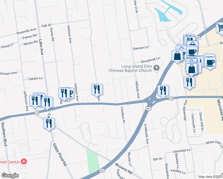 map of restaurants, bars, coffee shops, grocery stores, and more near 106 Cambon Avenue in Saint James