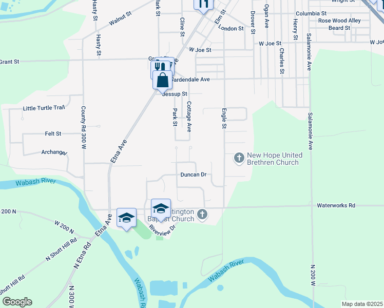 map of restaurants, bars, coffee shops, grocery stores, and more near 1949 York Court in Huntington