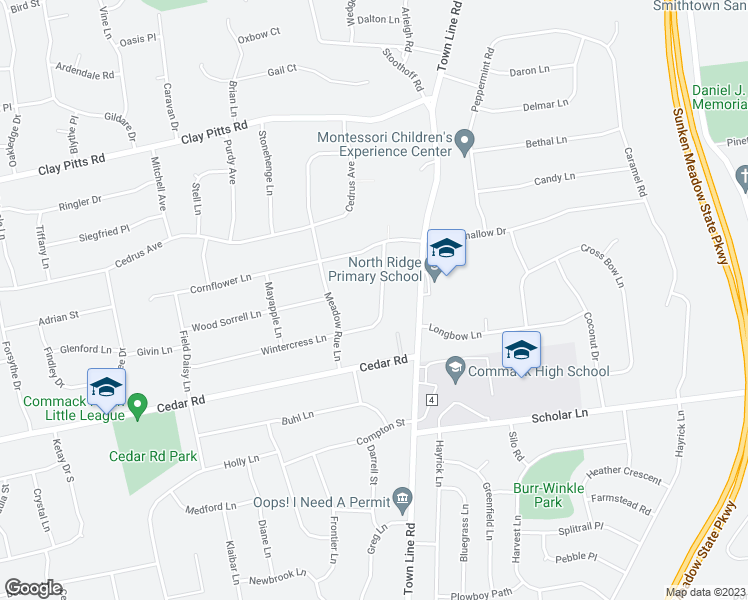 map of restaurants, bars, coffee shops, grocery stores, and more near 69 Wintercress Lane in East Northport