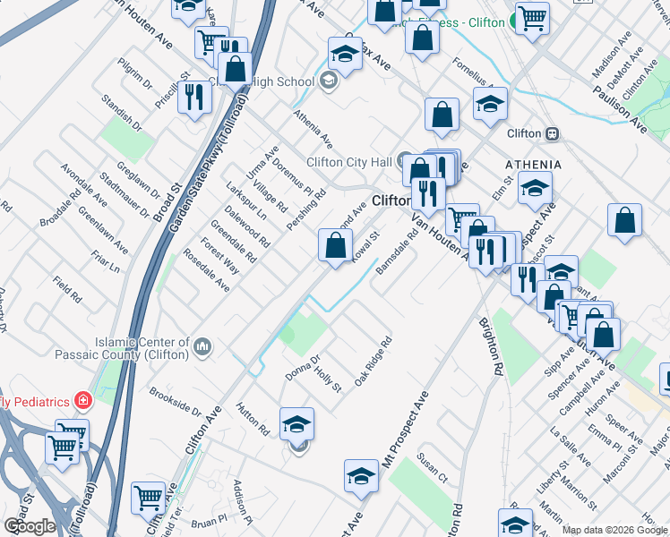 map of restaurants, bars, coffee shops, grocery stores, and more near 1010 Clifton Avenue in Clifton