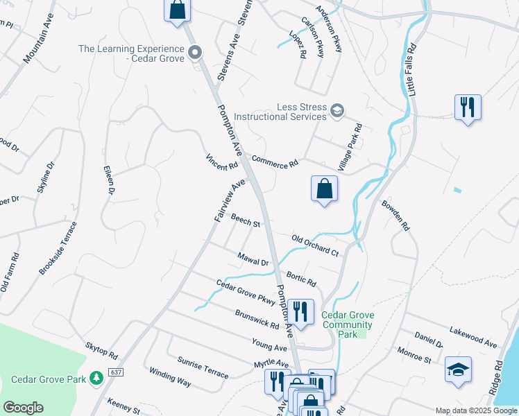 map of restaurants, bars, coffee shops, grocery stores, and more near 882 Pompton Avenue in Cedar Grove