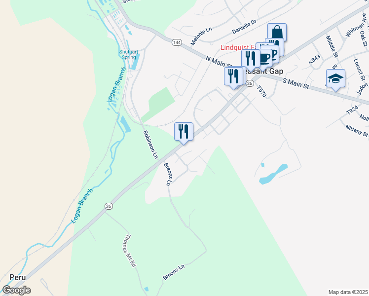 map of restaurants, bars, coffee shops, grocery stores, and more near 276 West College Avenue in Pleasant Gap