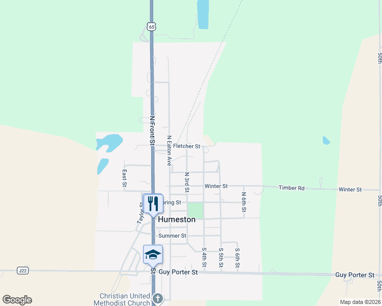 map of restaurants, bars, coffee shops, grocery stores, and more near 464 North 3rd Street in Humeston