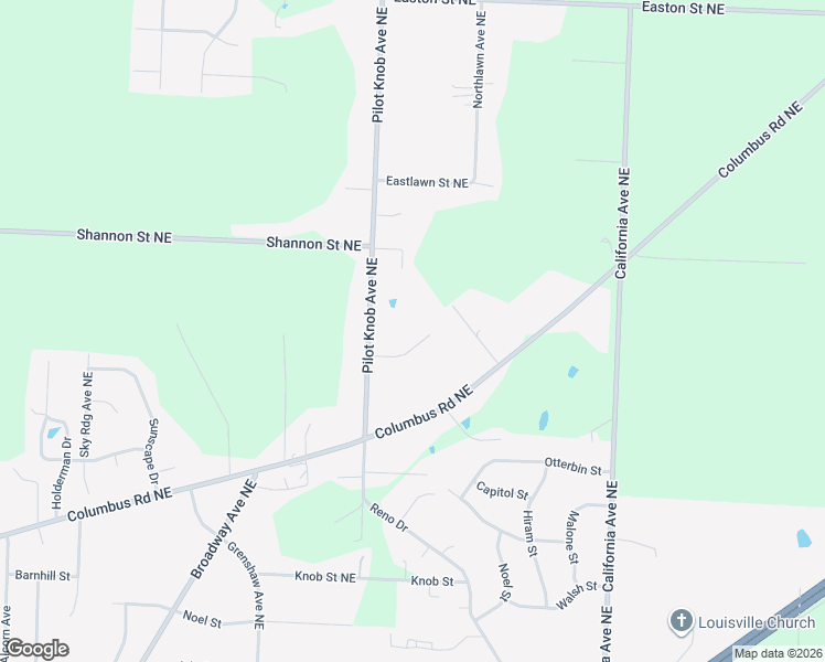 map of restaurants, bars, coffee shops, grocery stores, and more near 6139 Pilot Knob Avenue Northeast in Louisville