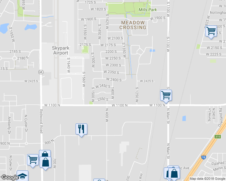 map of restaurants, bars, coffee shops, grocery stores, and more near 2483 1400 West in Woods Cross