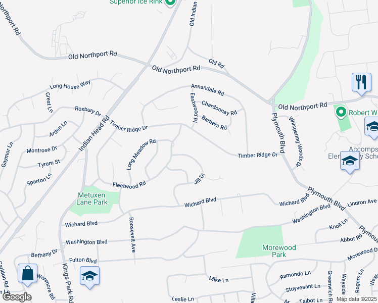 map of restaurants, bars, coffee shops, grocery stores, and more near 28 Jill Court in Commack