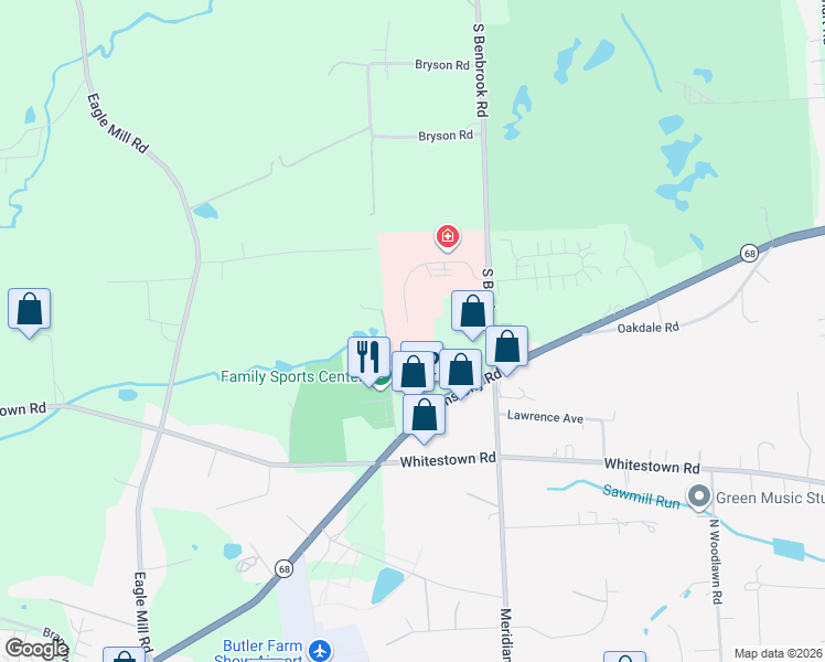 map of restaurants, bars, coffee shops, grocery stores, and more near 115 Technology Drive in Butler