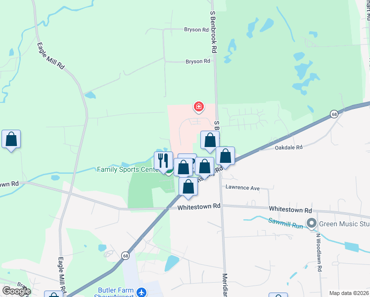 map of restaurants, bars, coffee shops, grocery stores, and more near 115 Technology Drive in Butler