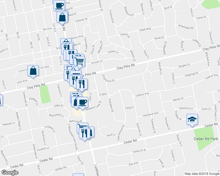 map of restaurants, bars, coffee shops, grocery stores, and more near 6 Pumpkin Street in East Northport