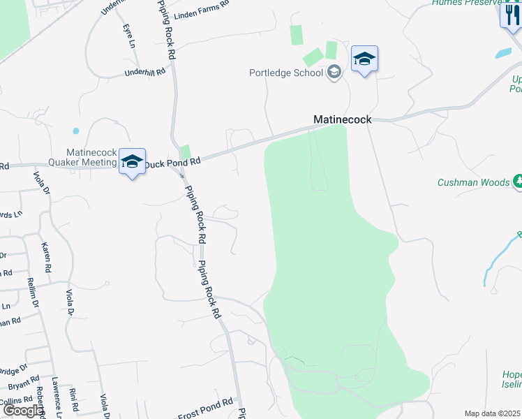 map of restaurants, bars, coffee shops, grocery stores, and more near 110 Piping Rock Road in Locust Valley