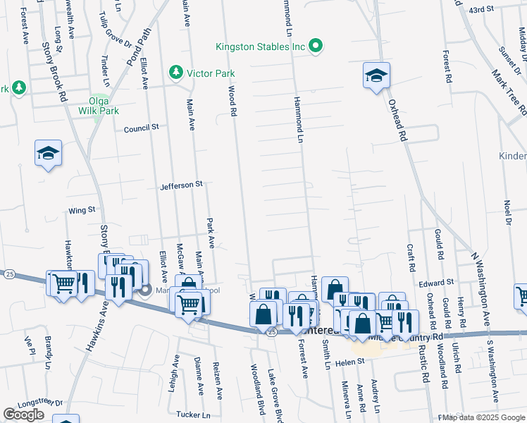 map of restaurants, bars, coffee shops, grocery stores, and more near 19 Magnolia Street in Centereach