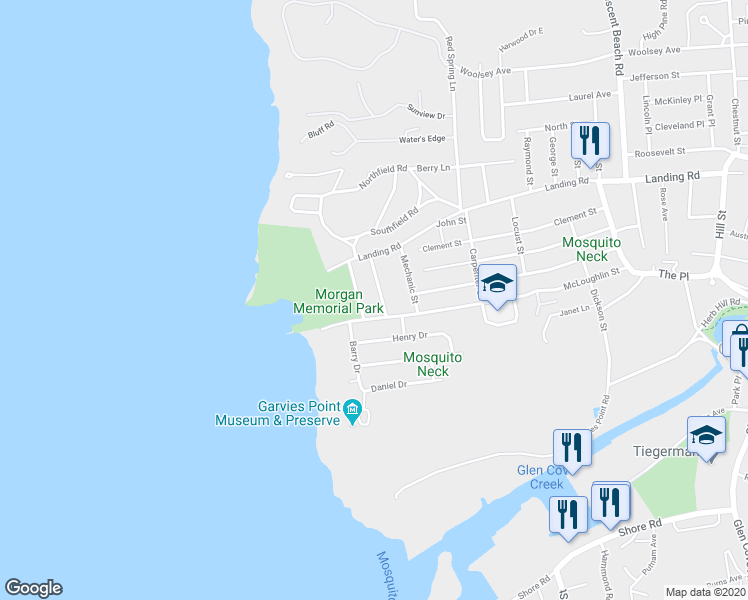 map of restaurants, bars, coffee shops, grocery stores, and more near 13 Jackson Street in Glen Cove